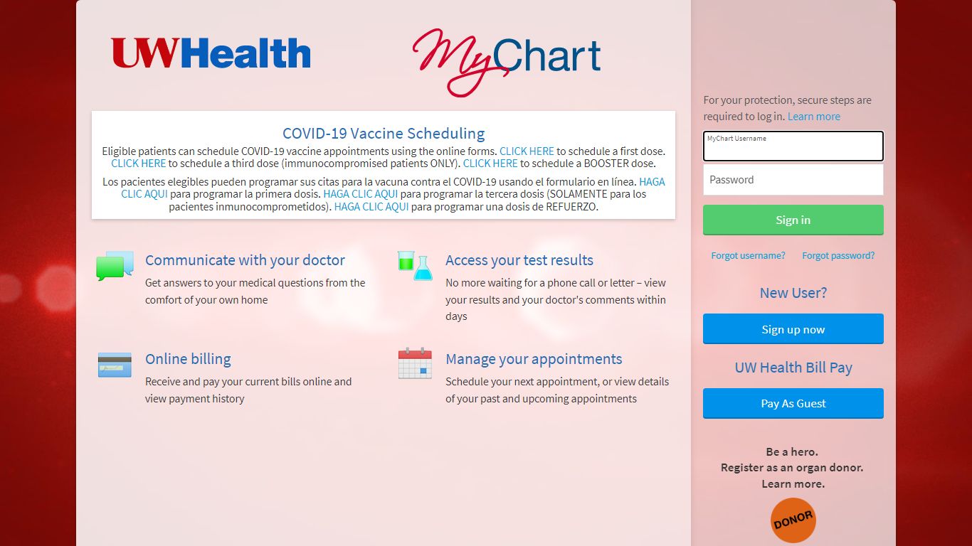 MyChart - Login Page